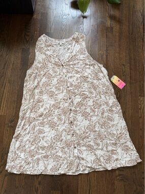 Justify Beige Floral Maxi Dress with Button Detail